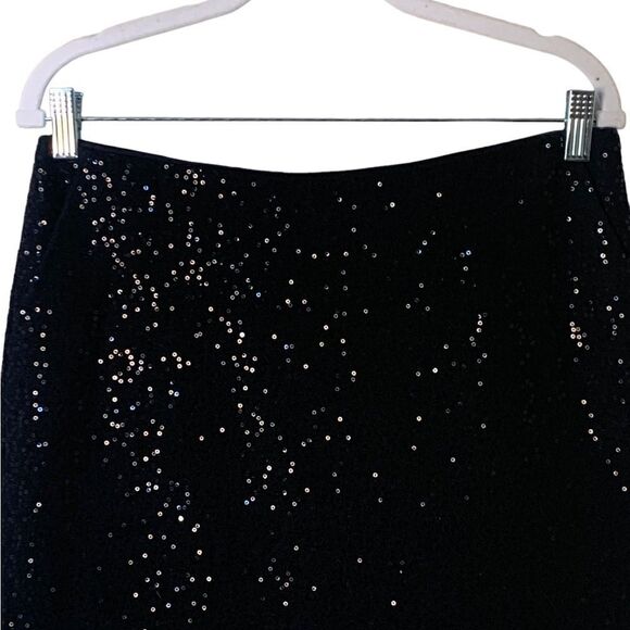 Ann Taylor Black Wool Blend Sequined Mini Skirt | Size 6 - Picture 4 of 9